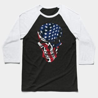 American Flag Skull Baseball T-Shirt